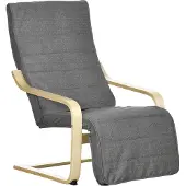 HOMCOM Accentstoel Polyester, Berkenhout 66,5L x 94B x 100H cm Grijs