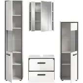 Xonox xonox.home Kojak badkamercombinatie (B/H/T: 171x188x37 cm) wit, hoogglanzend / frame antraciet / voorruit grijs getint