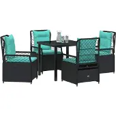 vidaXL Tuin Eettafel Set 5 st Zwart poly rattan