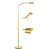 HELL LED-vloerlamp Graz, dimbaar, messing / goud, Werkkamer / Kantoor, metaal, LED vloerlamp