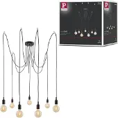 Paulmann Hanglamp Neordic Ketil, dimbaar, zwart, Woon-/ Eetkamer, Kunststof, Scandinavisch, hanglamp