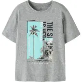 Name it Shirt 'NKMVAGNO' turquoise / grijs gemêleerd / zwart / wit