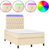 vidaXL Boxspring met matras en LED stof crèmekleurig 120x190 cm