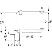 Geberit WT ruimtebesparende sifon G1 1/4 d32 151116, 1 stuk.