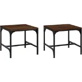 vidaXL Bijzettafels 2 st 40x40x35 cm bewerkt hout bruineiken