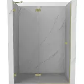 Mexen Lunar douchedeur zwenkbaar links 130 , transparant, goud geborsteld - 834-130-000-55-00-L