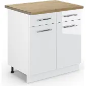Vicco Fame-Line Keukenonderkast – 80 cm, WB Eik Wit Hoogglans