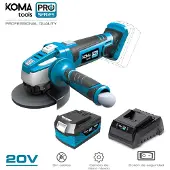 Koma Tools accu haakse slijpmachine | 4.0Ah | 20V | 115mm | Incl. 1x accu en koffer - 6490160