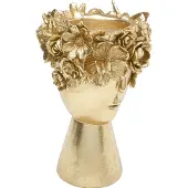 Kare Flowercrown decoratieve vaas, hoogte 30 cm, Ø 20 goudkleurig, messing / goud, Woon-/ Eetkamer, Kunststof, Design
