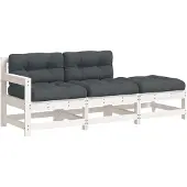 Sonstiges 3-delige Loungeset met kussens massief hout wit
