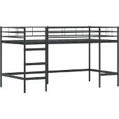 Syfax Loftbed voor Kids Effen Zwart 80 x 200 cm Staal