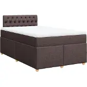 vidaXL Boxspring met matras stof donkerbruin 120x190 cm
