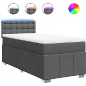 vidaXL Boxspring met matras stof donkergrijs 90x190 cm