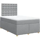 vidaXL Boxspring met matras stof lichtgrijs 120x200 cm