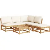 vidaXL 6-delige Loungeset met kussens massief acaciahout
