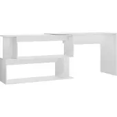 Syfax Hoekbureau 200x50x76 cm bewerkt hout hoogglans wit