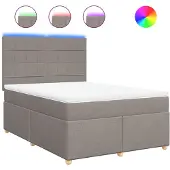 vidaXL Boxspring met matras stof taupe 140x200 cm
