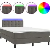 Syfax Boxspring met matras en LED fluweel donkergrijs 120x190 cm
