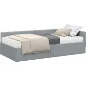 Syfax Hoekbedframe met Matras 2 st Lichtgrijs 100 x 200 cm Stof