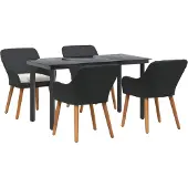 Syfax Tuin eettafelset 5 st Zwart poly rattan