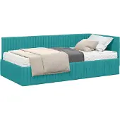 Syfax Hoekbedframe met Matras 2 st Turquoise 90 x 200 cm Fluweel