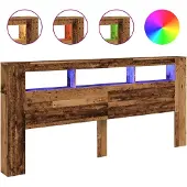vidaXL Hoofdeinde met LED 220x18,5x103,5 cm bewerkt hout oud hout