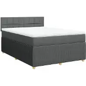 Syfax Boxspring met matras stof donkergrijs 140x200 cm