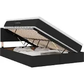 Syfax LED Opslagbed met Matras Zwart 140 x 200 cm Stof