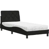 vidaXL Bed met matras stof zwart 90x190 cm
