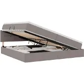 Syfax LED Opslagbed met Matras Taupe 200 x 200 cm Stof