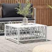 Prolenta Maison Exclusive - Tuintafel, wit, 70x70x34 cm, met tafelblad van kunststof