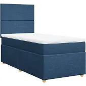vidaXL Boxspring met matras stof blauw 80x200 cm