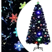 Syfax Kerstboom met LED-sneeuwvlokken 120 cm glasvezel zwart