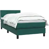 vidaXL Boxspring met matras fluweel donkergroen 80x220 cm