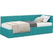 Syfax Hoekbedframe met Matras 2 st Turquoise 80 x 200 cm Fluweel