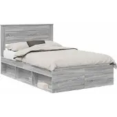 Syfax Bedframe Grijs Sonoma 120 x 190 cm Bewerkt hout