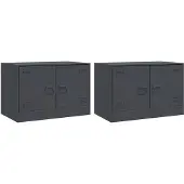 Syfax Tv-meubelen 2 st 67x39x44 cm staal antracietkleurig
