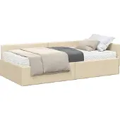 Syfax Hoekbedframe met Matras 2 st Crème 100 x 200 cm Stof
