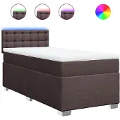 vidaXL Boxspring met matras stof donkerbruin 80x200 cm