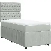 vidaXL Boxspring met matras fluweel lichtgrijs 90x190 cm