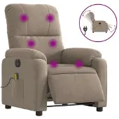 Syfax Massagestoel elektrisch verstelbaar microvezelstof taupe