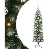 Syfax Kunstmatige slanke kerstboom met 150 LED Groen en Wit 120 cm