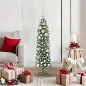 Prolenta Maison Exclusive - Kunstkerstboom, slank model, groen en wit, 120 cm