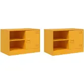 Syfax Tv-meubelen 2 st 67x39x44 cm staal mosterdgeel