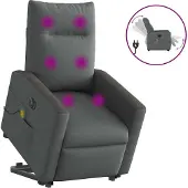 Syfax Sta-op-massagestoel elektrisch verstelbaar stof donkergrijs