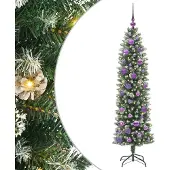 Syfax Kunstmatige slanke kerstboom met 150 LED Groen en Wit 150 cm