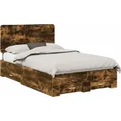 Syfax Bedframe met lade Gerookt eiken 120 x 190 cm Bewerkt hout