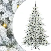 Syfax Kunstmatige Inklapbare Kerstboom Wit 210 cm PVC en staal