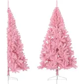 Syfax Kunstkerstboom met standaard half 180 cm PVC roze
