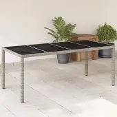 Prolenta Maison Exclusive - Tuintafel met glazen blad, lichtgrijs, 190x90x75 cm, polyrotan